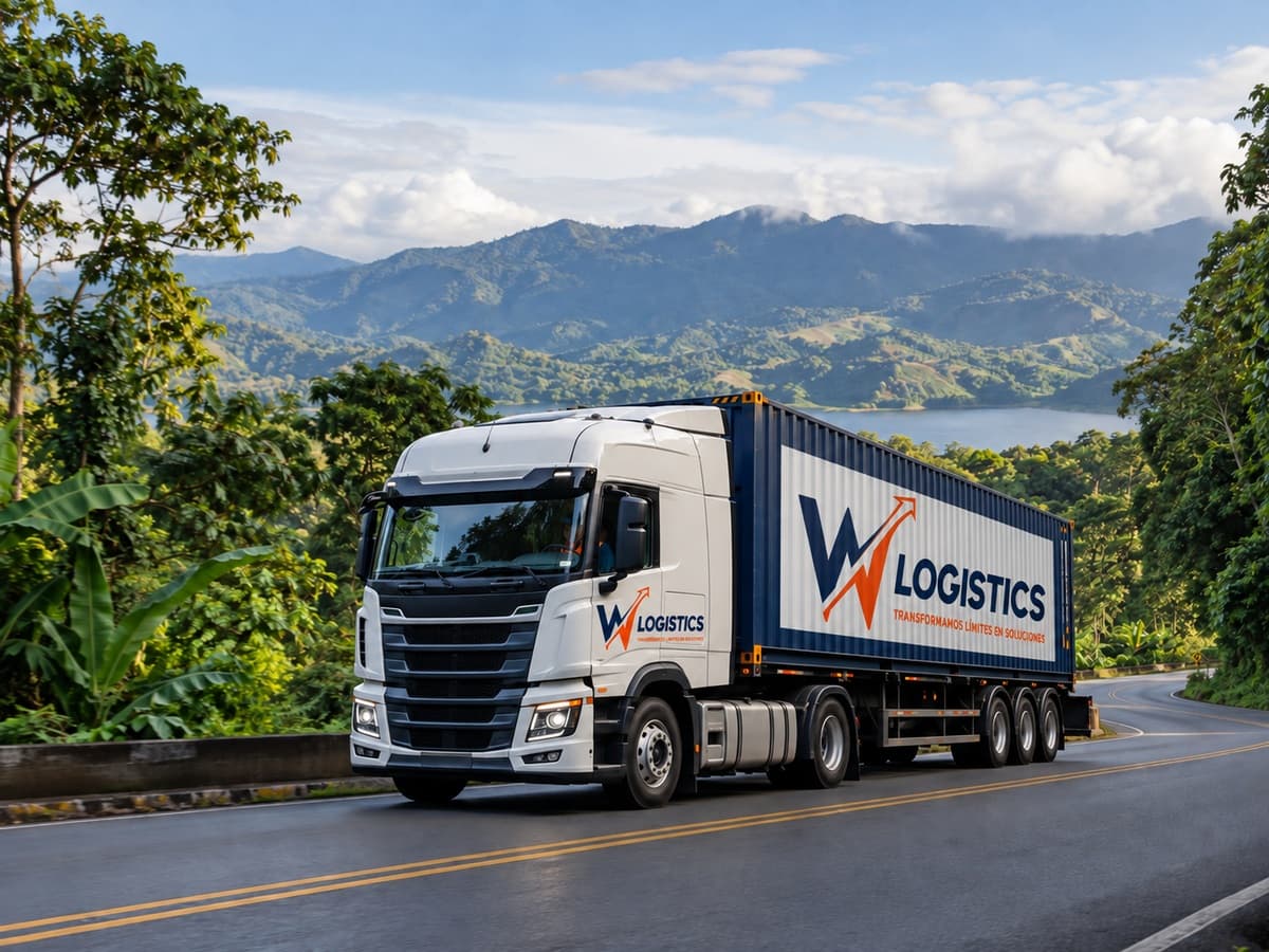 Camión de WWL Logistics en una carretera de montaña en Costa Rica